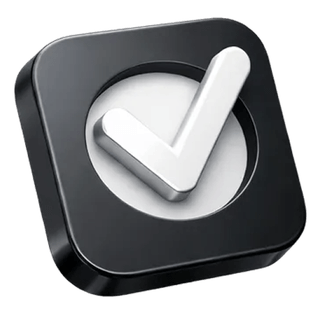 3D-kub med bekräftelsesymbol på Ceder Vinstlunds om-sida
