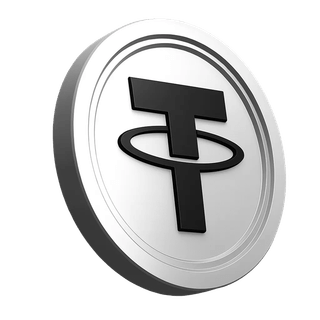 Illustration med Tether USDT-mynt i plattformens informationsdel